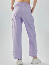 Women's pants high waisted loose straight tube drawstring pocket for sports and leisure, outdoor hiking and mountaineering